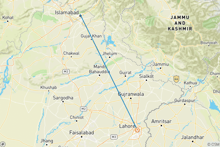 Carte du circuit Visite de la ville d'Islamabad et de Lahore