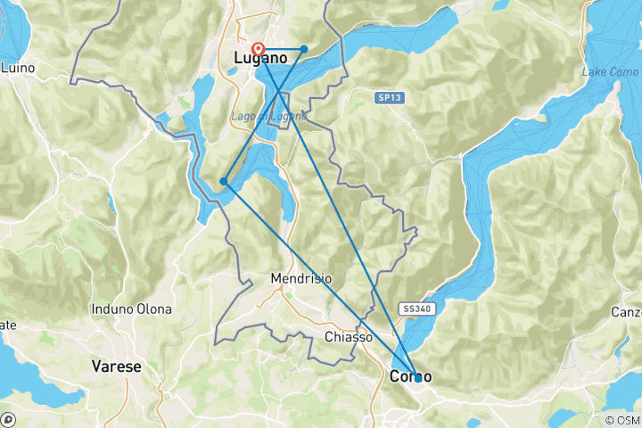 Karte von Sternwanderung Lago di Lugano (6 Tage)