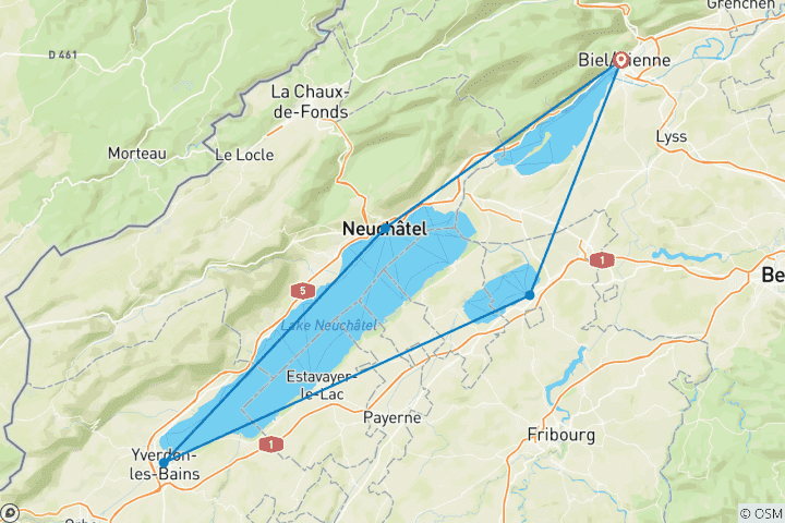 Map of Cycling vacations in the Three-Lakes Region 7 Days