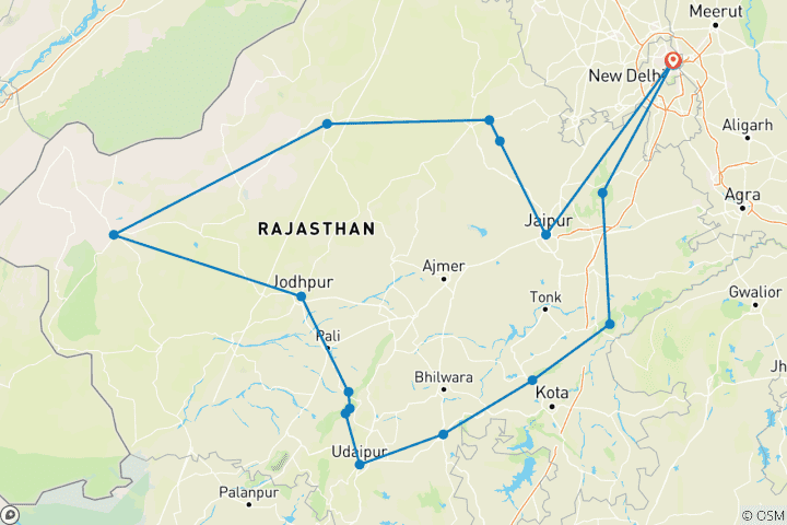 Kaart van Noord-India & tijgersafari's door G Experiences