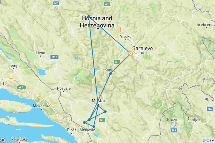 Kaart van Bosnië: Ontdek het hele jaar door 5-daagse rondreis vanuit Sarajevo. Verken een land met een middeleeuwse geschiedenis en verborgen voor de mainstream. Een echte culturele onderdompeling. UNESCO sites. Volop Ottomaanse architectuur en indrukwekkende