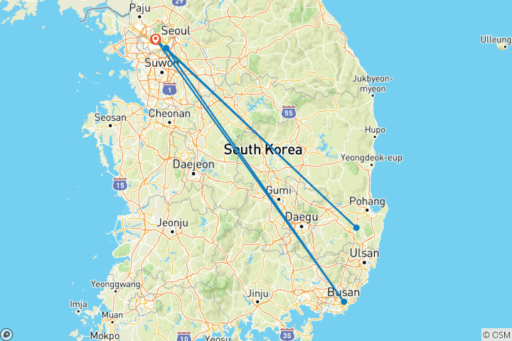 Kaart van Zuid-Korea Herfstbloemenfestival - 7 dagen