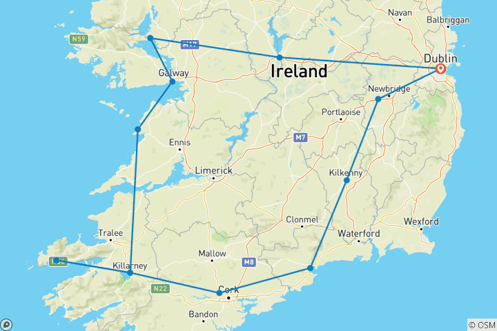 Carte du circuit Circuit des pubs irlandais - 8 jours/7 nuits (13 destinations)