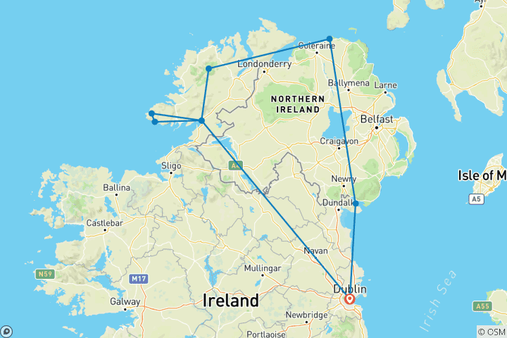 Map of Ireland Walking & Hiking: The Northern Coast - 9 Days/8 Nights