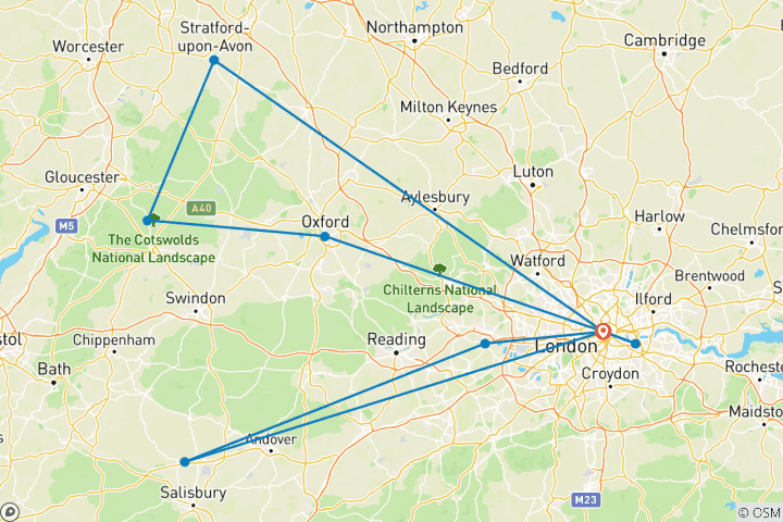 Carte du circuit Excursion à Londres - 6 jours/5 nuits (10 destinations)