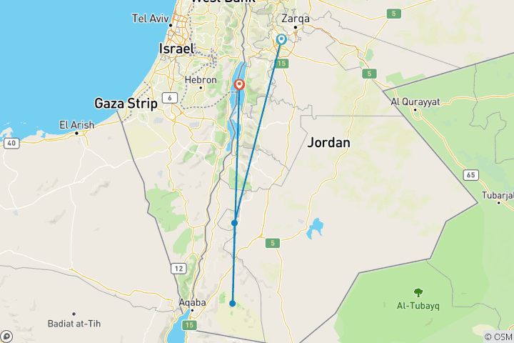 Karte von Zeitloses Jordanien: Von der Rosenstadt zu den Wüstensternen jeden Montag & Mittwoch
