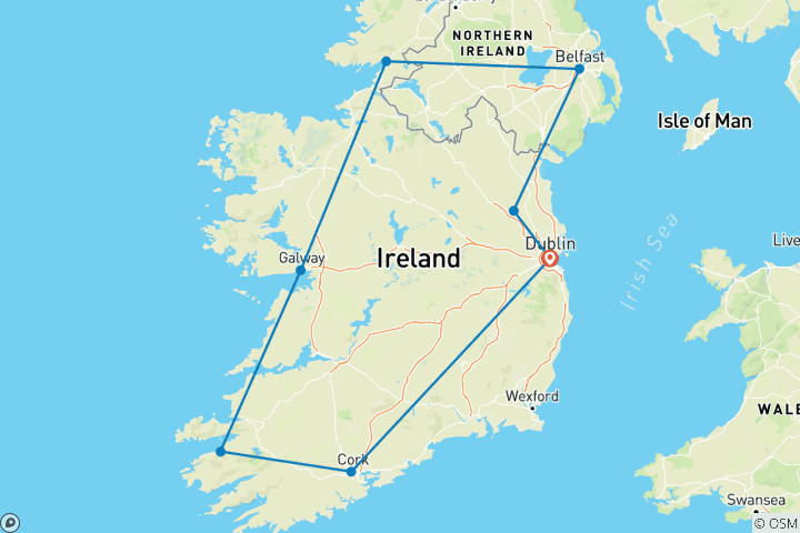 Kaart van 10 Daagse Mini-Ierse Tour - Kleine Groep Bustour