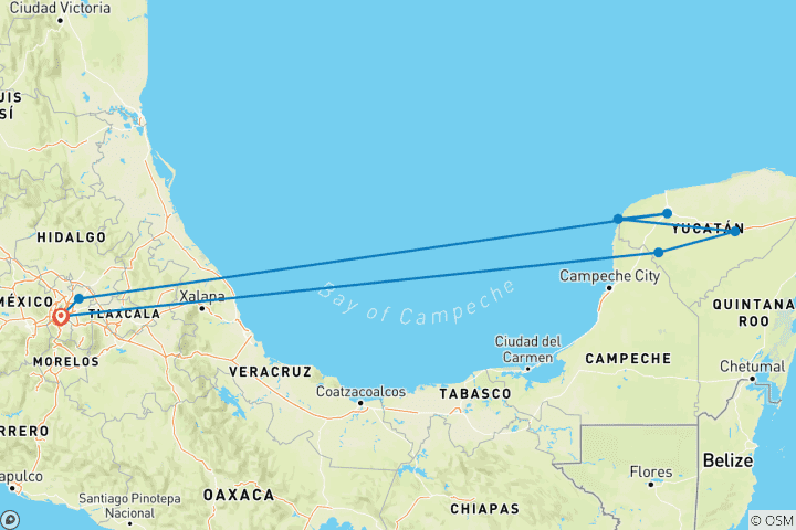 Carte du circuit Circuit panoramique multi-activités au Mexique - 9 jours
