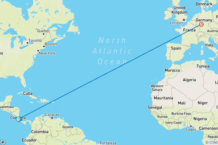 Karte von Costa Rica Aktiv – Monteverde & Regenwald (inkl Flug)