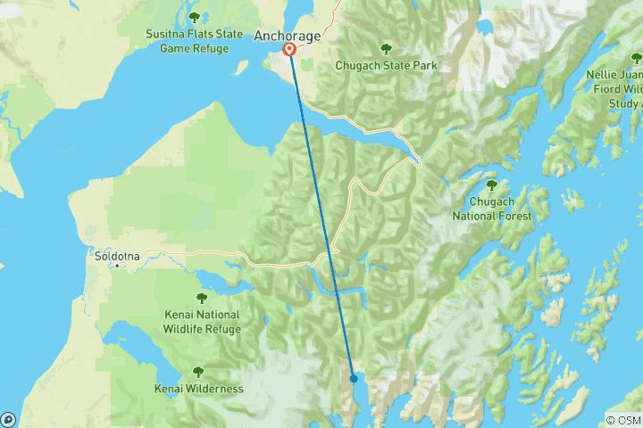 Carte du circuit Alaska : La péninsule de Kenai (réservé aux femmes)