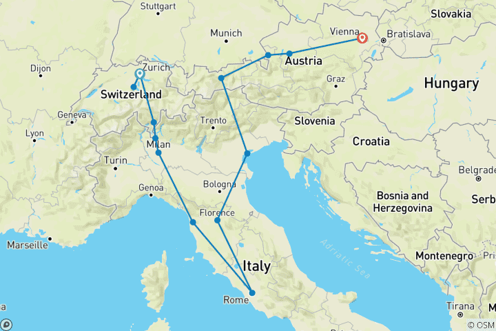 Carte du circuit Une odyssée européenne