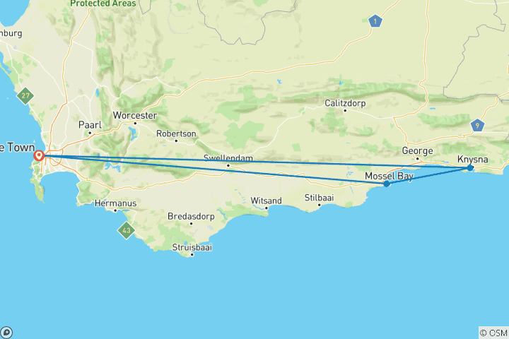 Mapa de Escapada de 3 días al Safari de los 5 Grandes del Gondwana Kwena Lodge