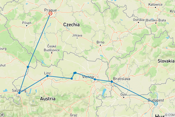 Map of Christmas Markets on the Danube & Classic Prague 2027