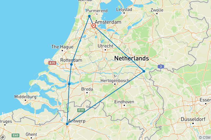 Mapa de Holanda y Bélgica en flor