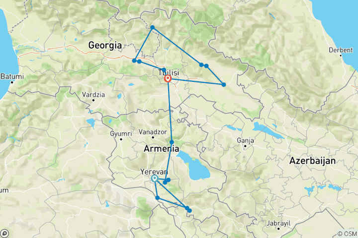 Karte von Kleingruppen-Rundreise Armenien & Georgien