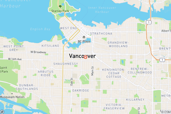 Kaart van Vancouver Voetbal Fan Experience Pakket