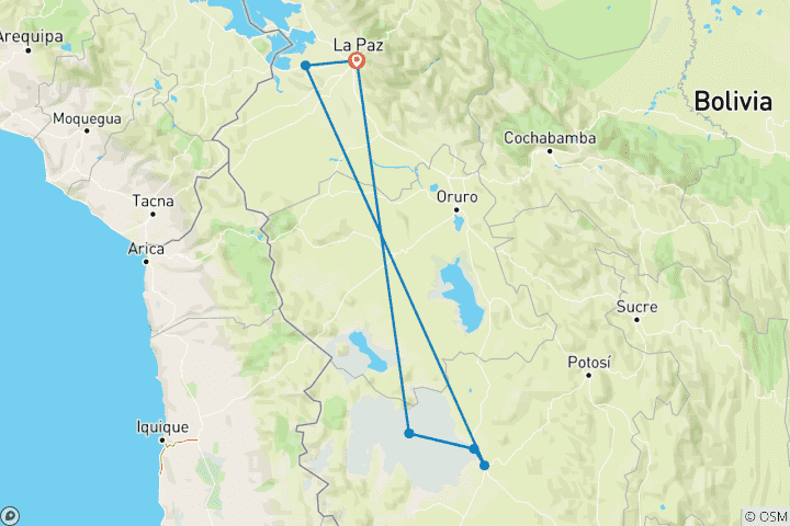 Kaart van Bolivia: Andescultuur & Oneindige Salar - 5 dagen/4 nachten