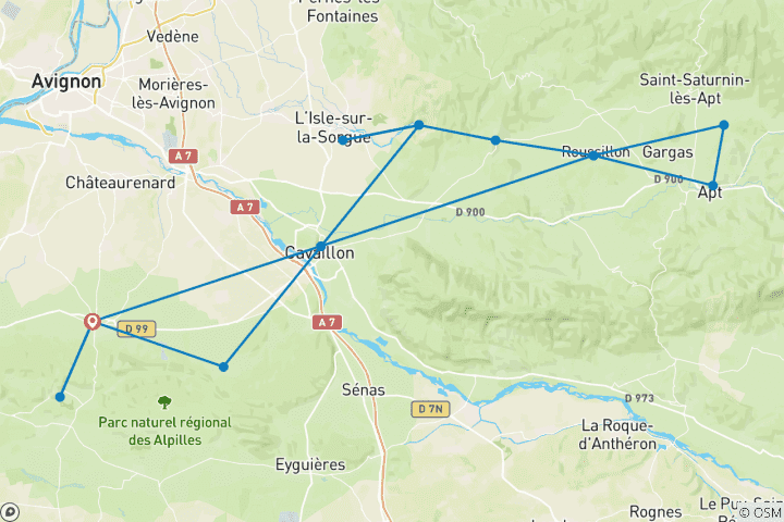 Carte du circuit Voyage en Provence à vélo (8 jours)