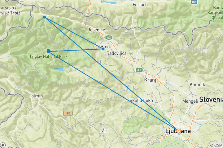 Mapa de Aventuras alpinas en Eslovenia (sólo para mujeres)