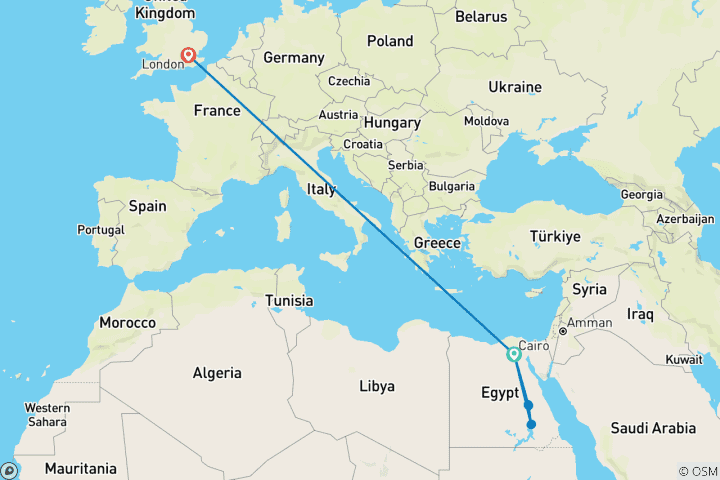 Carte du circuit Voyage d'étude en Égypte de l'Université du Surrey