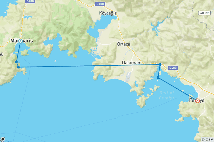 Carte du circuit Découverte de Gocek - De Marmaris à Fethiye