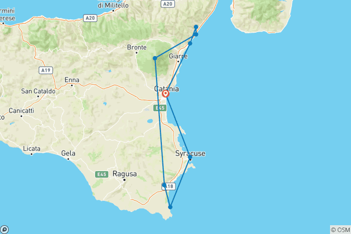 Kaart van 6 Dagen Sicilië Hoogtepunten in kleine groep (max 8 gasten)