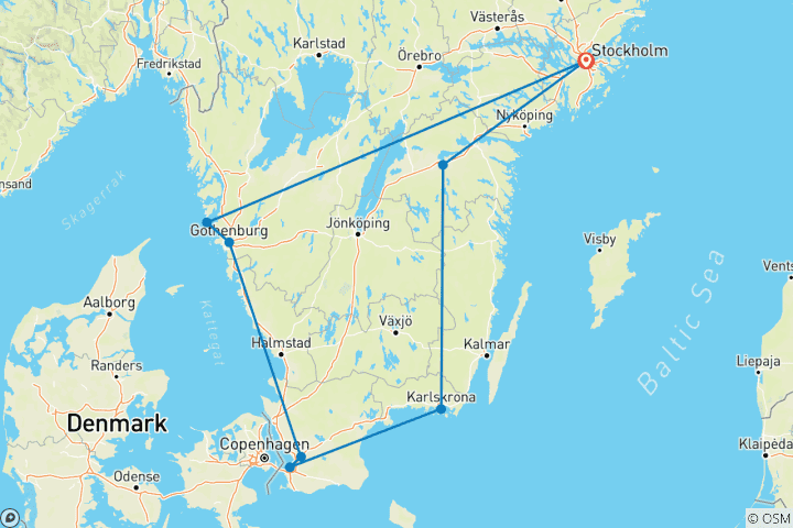 Karte von Südschweden: Höhepunkte