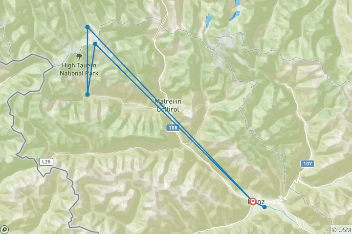 Carte du circuit Le Nouvel An dans les Dolomites de Lienz (6 jours)