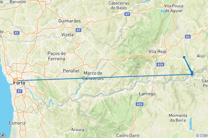 Karte von Portugal - Kurztour Porto & Douro (3 Tage)