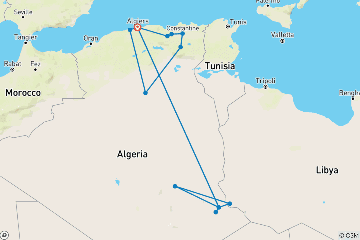 Karte von Das alte Algerien und die Wüste Sahara (neu)