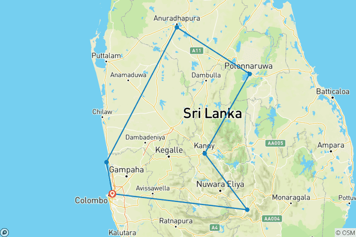 Karte von Silvester in Sri Lanka (15 Tage)