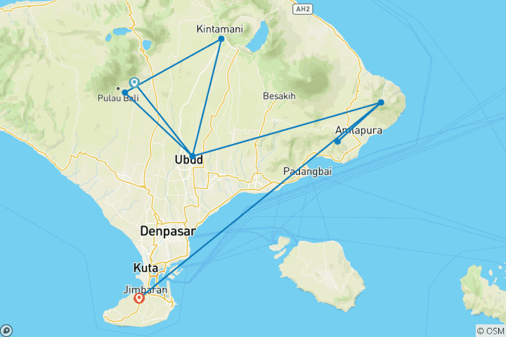 Karte von Bali / Indonesien: Deluxe