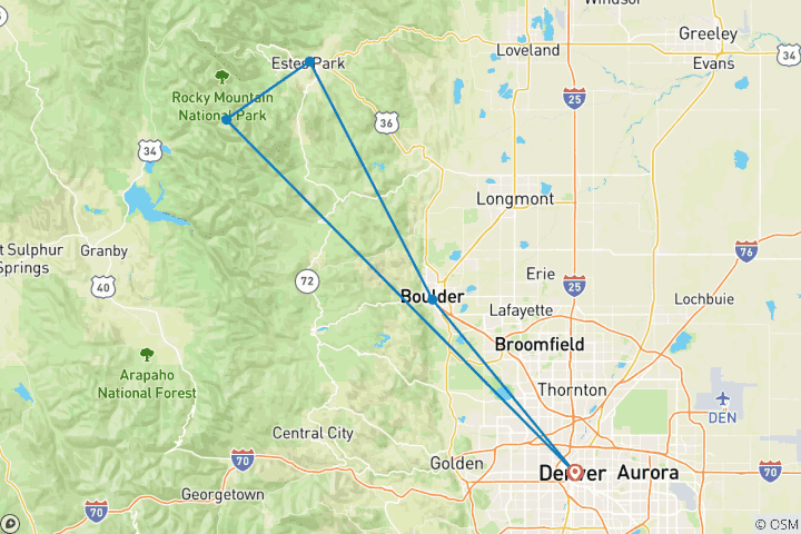 Carte du circuit Activités de pointe dans le parc national des Rocheuses du Colorado