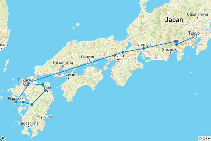 Karte von Tokio, Berg Fuji, Kyoto und die Schätze von Kyushu