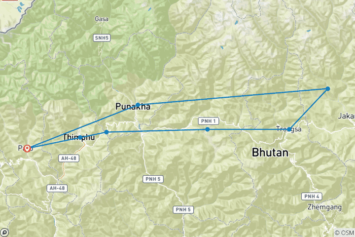 Map of Bhutan: Women's Expedition