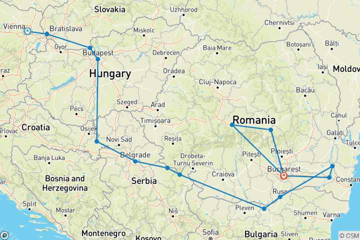 Karte von Abenteuer Donau und 5 Tage Transsilvanien (Wien - Bukarest)