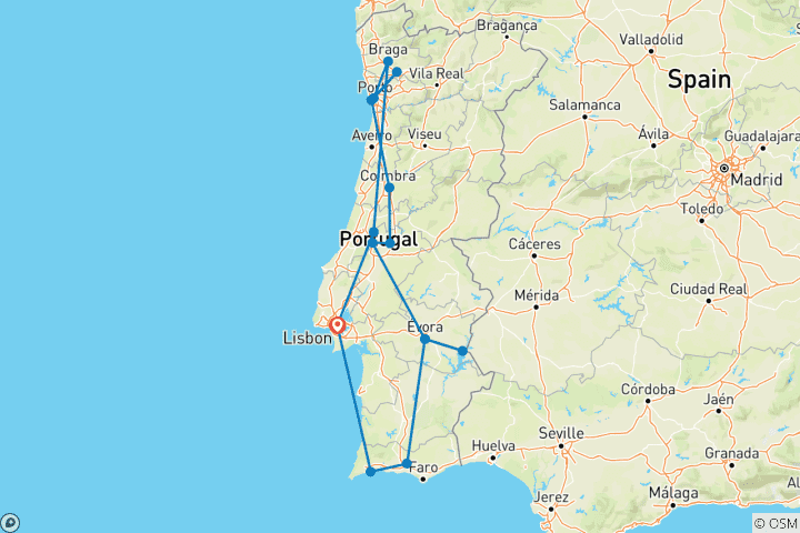 Carte du circuit Les routes de campagne du Portugal (Classique)