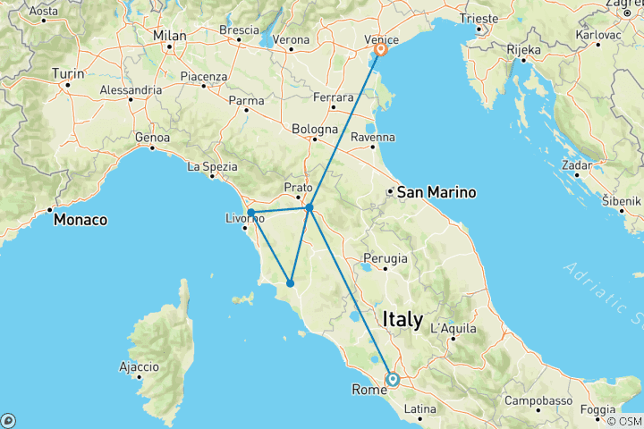 Carte du circuit Italie (petits groupes)