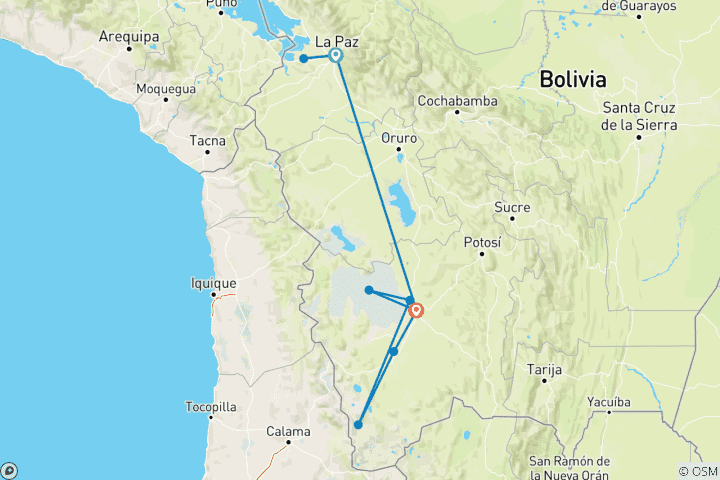 Carte du circuit Bolivie légendaire : culture, salines et lagunes - 6 jours/5 nuits