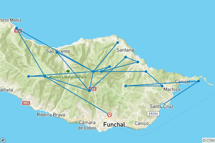 Karte von Madeira Inselabenteuer (13 Tage)