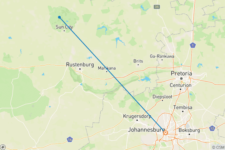 Karte von 2-tägige Wildtier-Safari am Pilanesberg