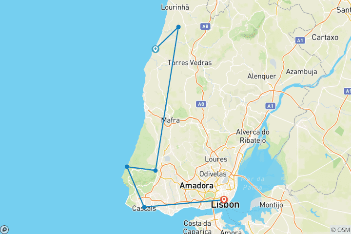 Karte von PREMIUM Sintra-Cascais Genuss- & Wandererlebnis (7 Tage)