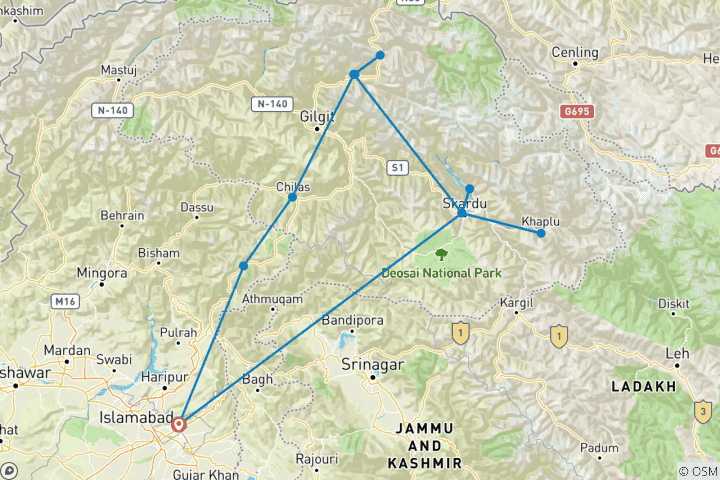 Map of Hunza & Skardu Cherry Blossom Tour – Spring Across the Karakoram