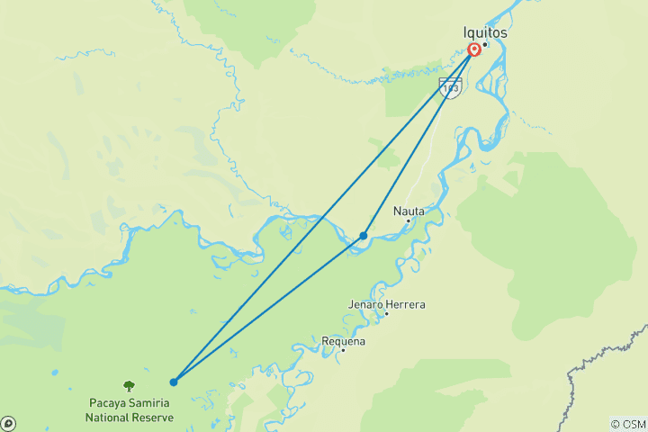 Karte von 5 Tage Zafiro Amazonas-Kreuzfahrt in Peru - Expedition zur Hochwassersaison