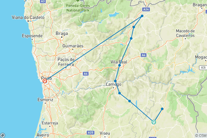 Karte von MTB Douro-Tal & die Berge (7 Tage)