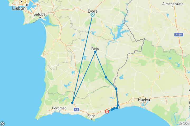 Karte von GRAVEL Alentejo & Algarve Dörfer (8 Tage)