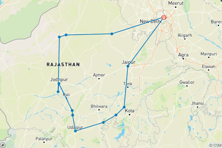 Kaart van Iconische routes door Rajasthan van G Experiences