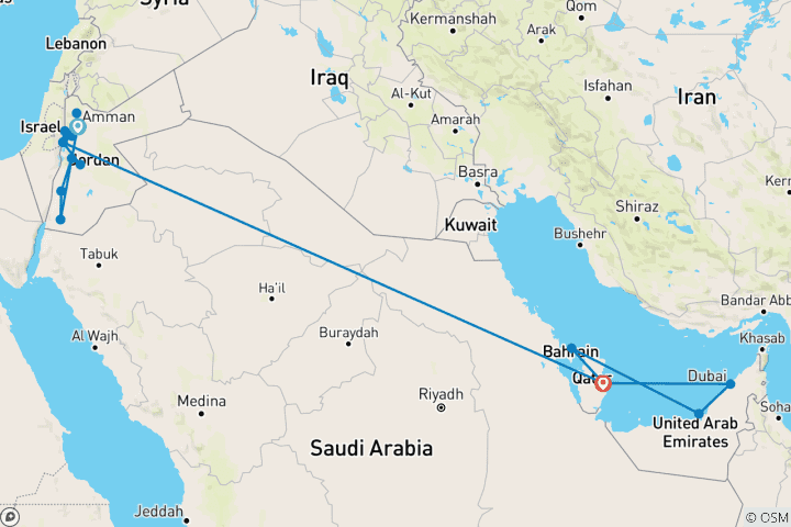 Carte du circuit Croisière de 7 nuits en Jordanie et dans le désert