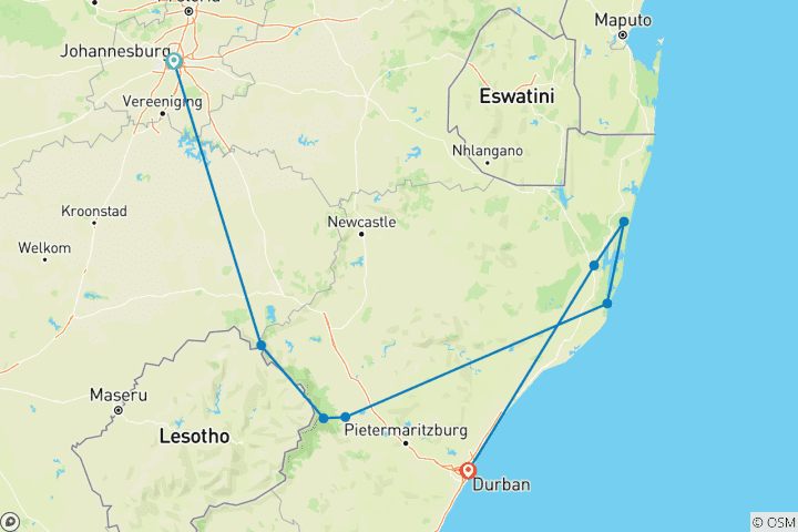 Karte von Wandertour: Wild Trails of South Africa