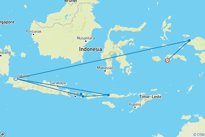 Mapa de 30 Días de Aventura en las Islas de las Especias y los Dragones （Guía Privado Sin Grupo）Tour Familiar Personalizable